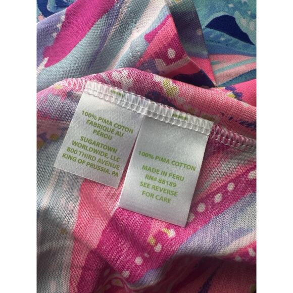 Lilly Pulitzer Abstract Print Henley Pima Cotton Top XS - Picture 5 of 5